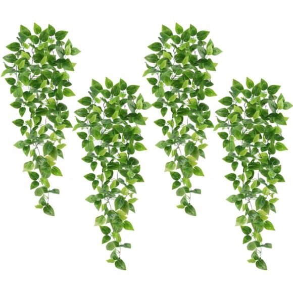 Whonline Fake Plants Hanging 4pcs Artificial Vines Fake Pothos 3.6FT for Living - Picture 1 of 7
